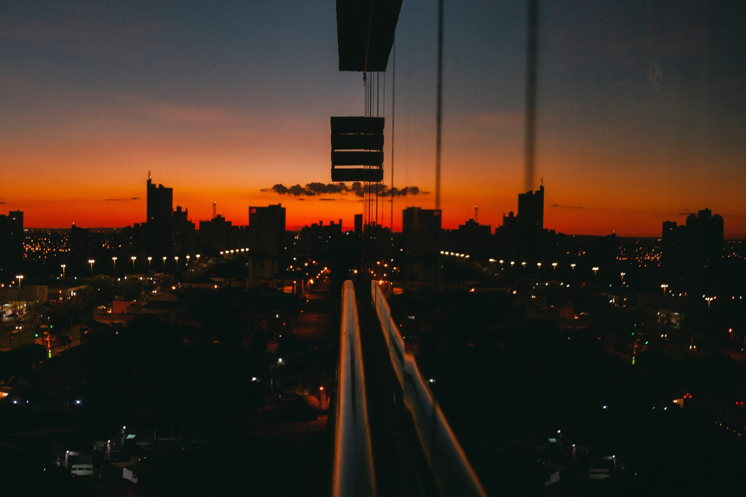 a view of a city at night from a window